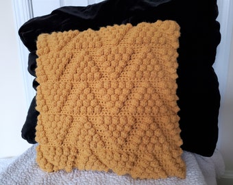 Triangle Crochet Pillow Pattern, Bobble Stitch Pattern, Crochet Home Decor, Geometric Pillow Pattern, Easy Crochet Pattern, 14 Square