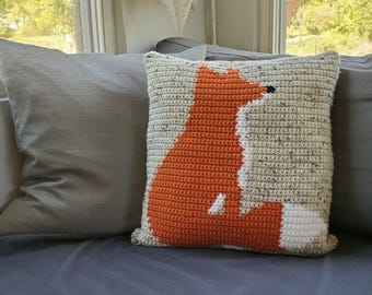 Crochet Fox Pillow Pattern: Intarsia Woodland Home Decor (PDF Pattern)