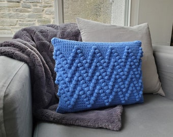 Patrón de almohada de crochet con punto zigzag y burbujas: Rectángulo de 30 x 40 cm (patrón PDF)