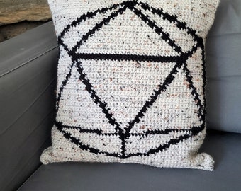 Dungeons and Dragons Crochet Pattern: D20 Outline Intarsia Crochet Pillow (PDF Pattern)