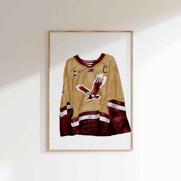 Boston College Hockey Jersey Watercolor Art Print