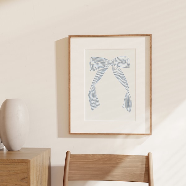 Coastal Granddaughter Vintage Hair Bow Art Print for Coastal Aesthetic Watercolor Vintage Art Print for Vintage Art Decor Coastal