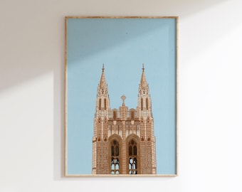 Boston College Gasson Hall Aquarell Kunstdruck Boston College Custom College Kunstdruck für Boston College Eagles