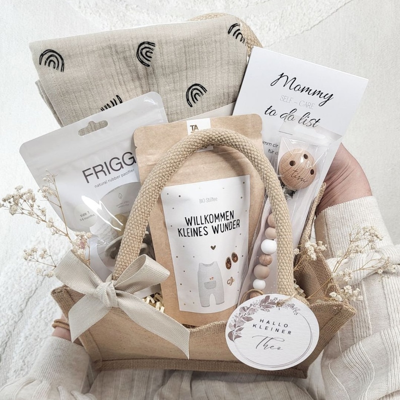 Geschenk für frischgebackene Mama und Baby, beige, Geschenk für Babyparty image 2