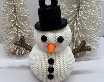 Glowing Snowman Ornament - Light up knitted Frosty the Snowman 3D Print