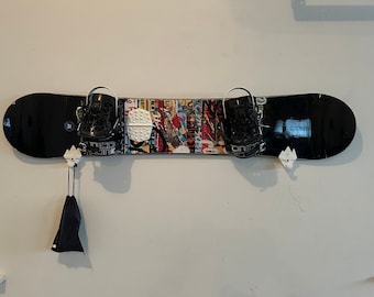 Snowboard Wall Mount w/ Goggle and Helmet Hanger