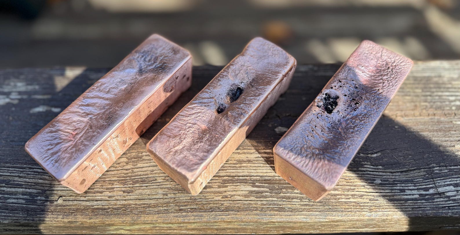 Solid Copper Ingot / Bar - Total 3LB 07OZ - 3LB 11OZ - Hand Poured ...