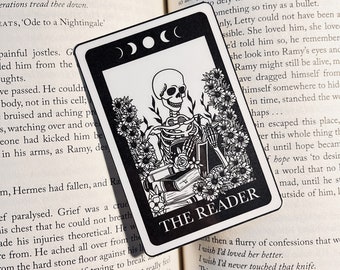 Das Leser-Skelett Tarot-Lesezeichen | Lesezeichen | Geburtstagsgeschenk | Booktok Lesezeichen | Bücherwurm Geschenke für Leseratten | Handgefertigtes Lesezeichen