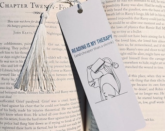 Reading Is My Therapy Bookmark | One Line Art | Women Reading Book | Bookish Gift | Handmade Bookmark | Birthday Gift | Gift For Book Lover