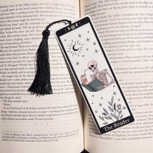 Marcador de cartas de tarô esqueleto do leitor Marcador de café gelado Presente de aniversário Marcador Booktok Presentes literários para leitores Marcador feito à mão