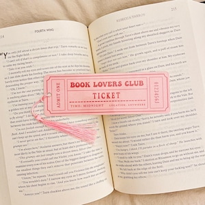 Book Lovers Club Bookmark: Book Lover Gift - Ticket Design - Laminated Durable Cardstock