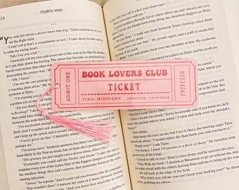 Book Lovers Club Bookmark: Book Lover Gift - Ticket Design - Laminated Durable Cardstock