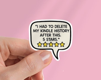 Kindle History Sticker: Book Review 5 Stars - Weatherproof Vinyl - Stocking Stuffer For Reader