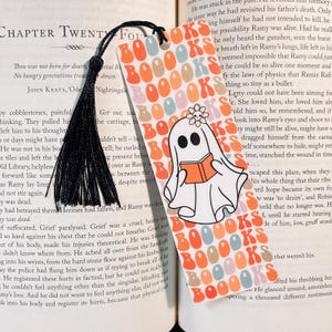 Booooks White Halloween-bladwijzer | Leuke spookbladwijzer | Cadeau voor boekenliefhebbers | Schattig | Gepersonaliseerd | Verjaardagscadeau | Halloween-bladwijzers