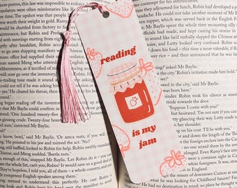 Reading Is My Jam Bookmark | Strawberry Book, Gift for Book Lover