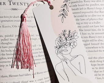 Floral One Line Art Bookmark: Handmade Book Lover Gift