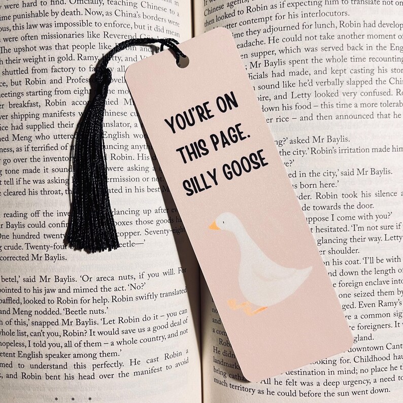 Marcapáginas de ganso tonto, regalo ideal para amantes de los libros (cita divertida, laminado) imagen 1