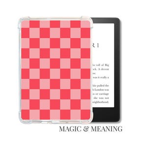 Insertion pour Kindle à carreaux rouges et roses : habillage pour liseuse - Bas de Noël pour liseuse