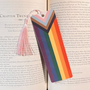 Marcapáginas con la bandera del orgullo progresista: Lindo regalo laminado para lectores (Cartulina resistente)