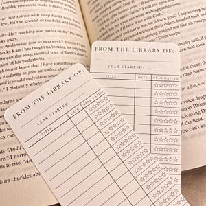 2025 Reading Library Book Tacker | Bibliotheekkaart bladwijzer | Vintage bibliotheekbladwijzer | Boektracker | Boekenliefhebber | Verjaardagscadeau | Kerstmis