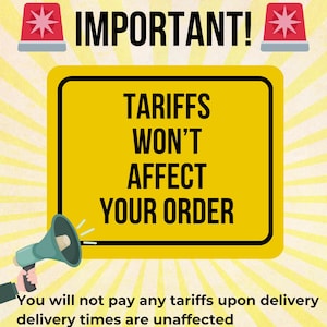 a yellow sign with black text, a megaphone, and a red light, along with a warning message about potential tax increases.