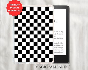 Black Checker Kindle Insert: E-Reader Background (Digital Download) - Stocking Stuffer For Reader