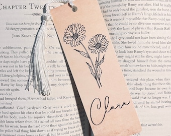 Birth Month Flower Bookmark Aged Paper | Personalized Bookmark Gift | Book Lover | Birthday Gift Gift | Handmade Bookmark | Bookish Gift