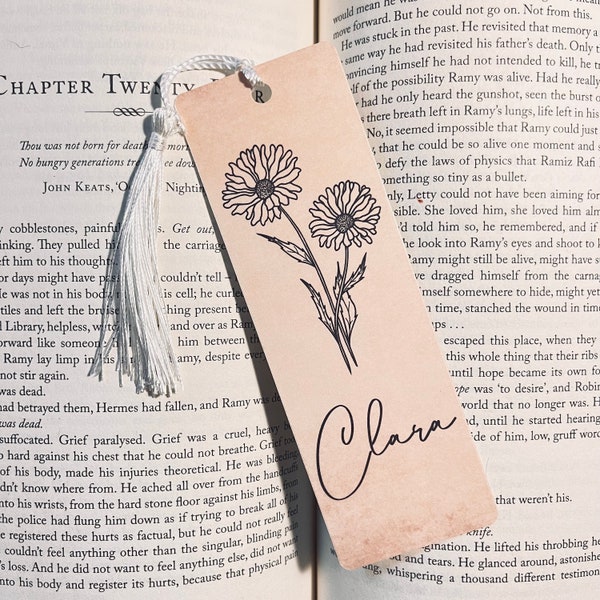 Birth Month Flower Bookmark Aged Paper | Personalized Bookmark Gift | Book Lover | Birthday Gift Gift | Handmade Bookmark | Bookish Gift