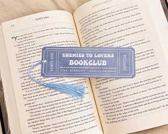 Enemies To Lovers Club Bookmark | Feminist Bookmark | Bookmark Ticket | Cute Bookmark | Gift For Book Lover | Book Club | Christmas Gift