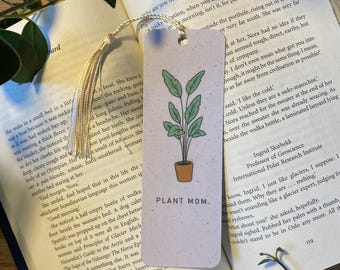 Plant Mom Bookmark, Laminated Houseplant Art (Durable Cardstock)