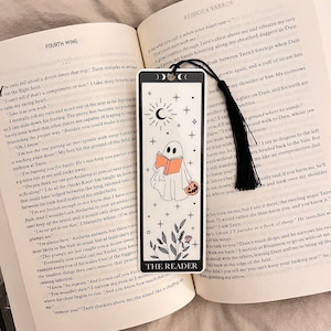 Tarot Card Bookmark - Ghost and Skeleton Design, Laminated