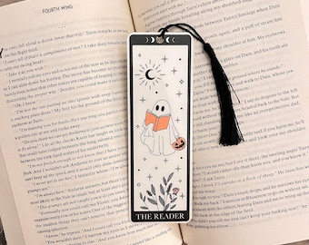Tarot Card Bookmark - Ghost and Skeleton Design, Laminated