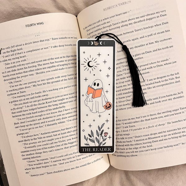 Tarot Card Bookmark - Ghost and Skeleton Design, Laminated