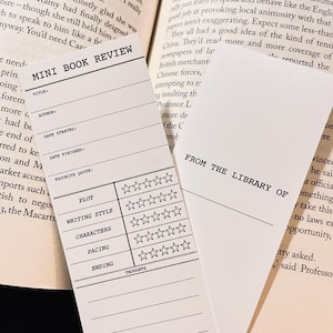 2025 Mini Book Review Bookmark | Library Card Bookmark | Vintage Library Bookmark | Book Tracker | Book Lover | Birthday Gift | Christmas