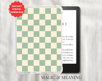 Green Checker Kindle Insert: E-Reader Background (Digital Download) - Stocking Stuffer For Reader