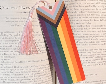 LGBTQIA+ Progress Pride Flag Bookmark | LGBTQIA+ Bookmark | Gay Rights Bookmark | Laminated Bookmark |  Reader Gift | Birthday Gift