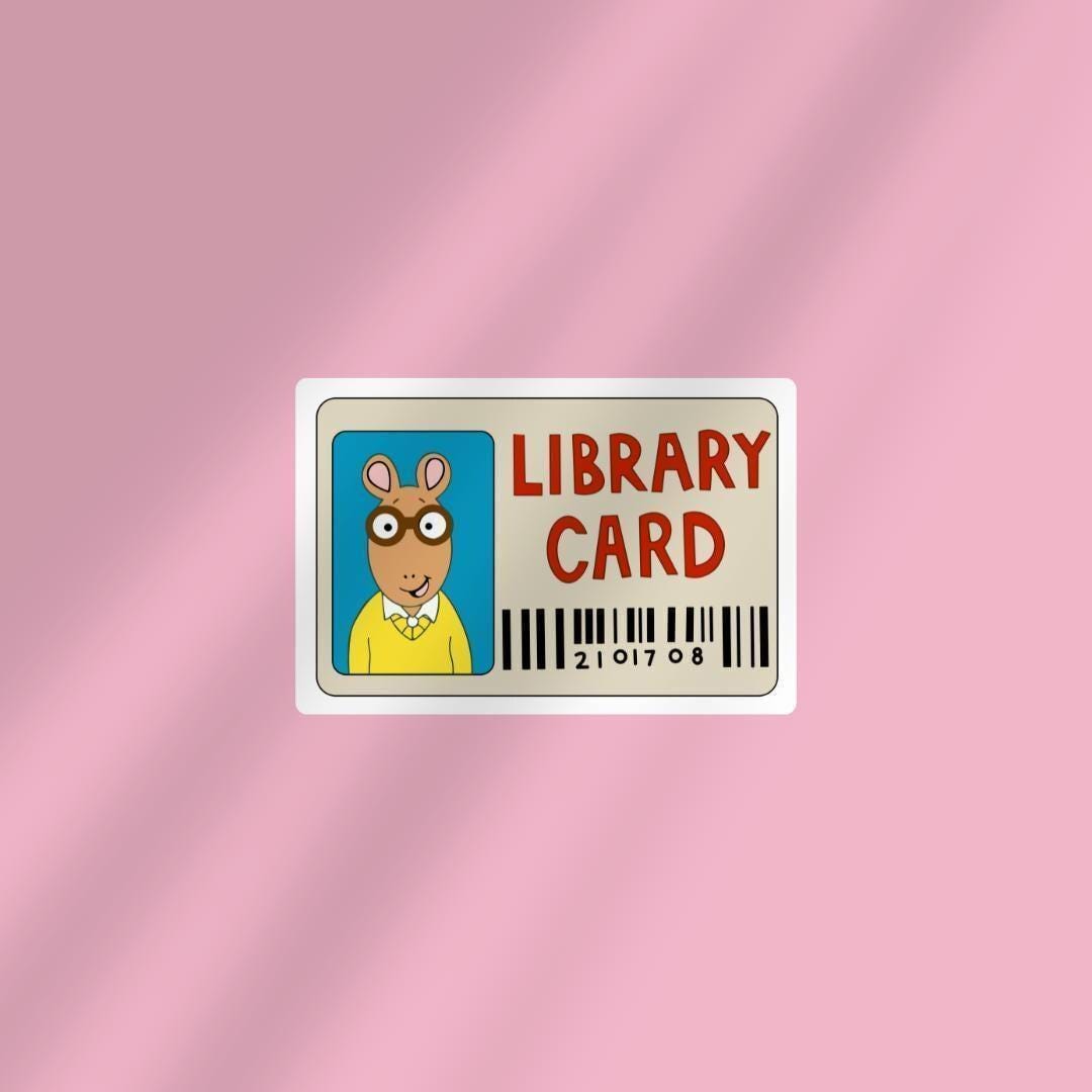 Arthur Library Card Sticker: Book Lover Kindle Decal - Stocking Stuffer ...