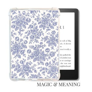 Kindle-inzetstuk met blauwe bloemen: vintage Kindle-skin - kousvuller voor lezer