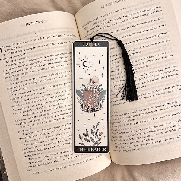 The Reader Skeleton Tarot Card Bookmark | Gothic Bookmark | Birthday Gift | Booktok Bookmark | Bookish Gifts for Readers | Handmade Bookmark