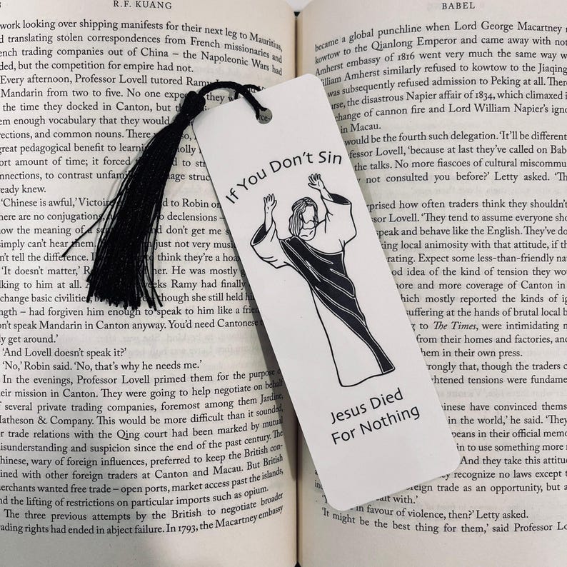 Funny Jesus Bookmark - Laminated, Handmade Book Lover Gift image 1