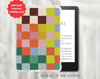 Checker Kindle Insert: Colorful E-Reader Background (Digital Download) - Stocking Stuffer For Reader