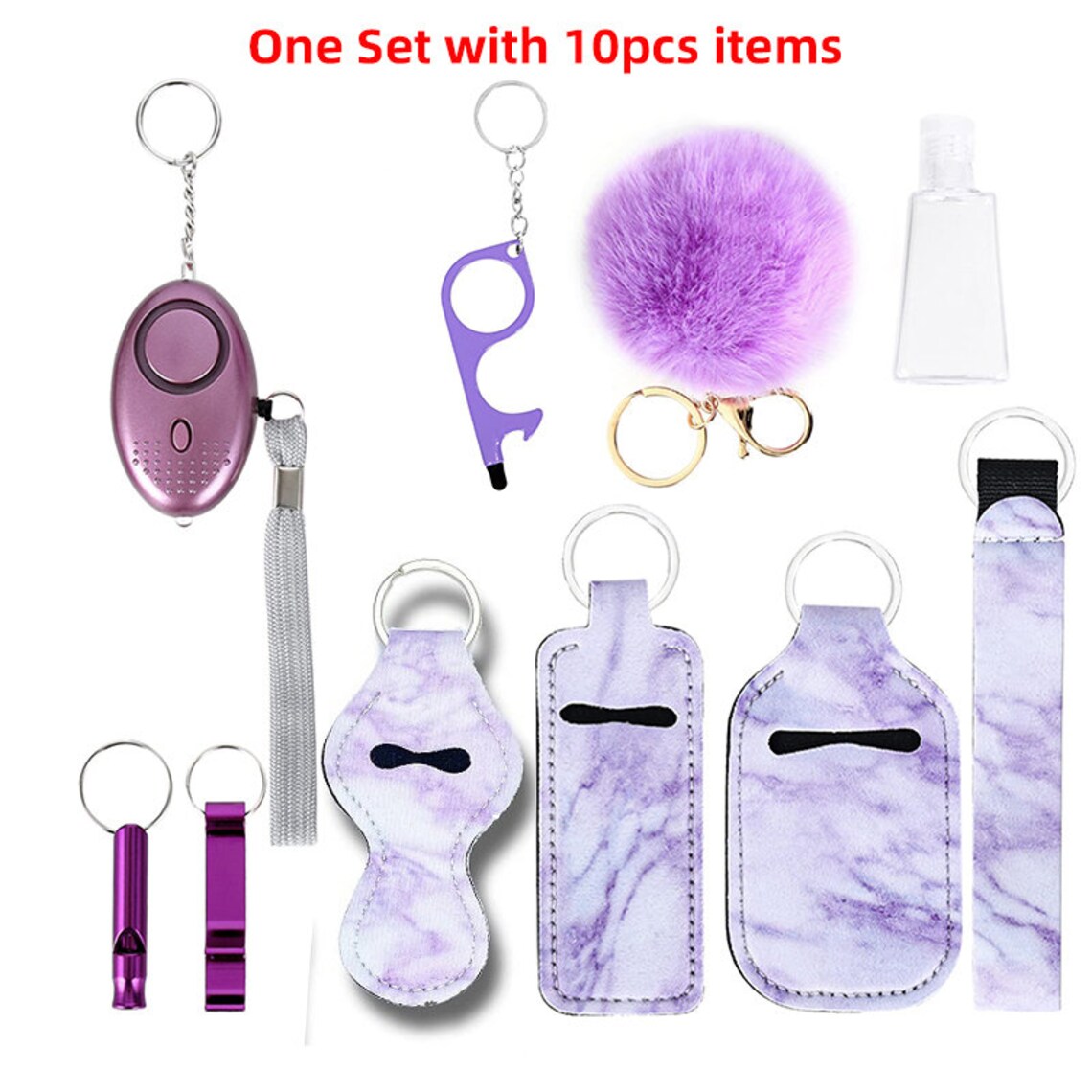 10pcs Women Self Defense Keychain Set Emergency Personal Protection