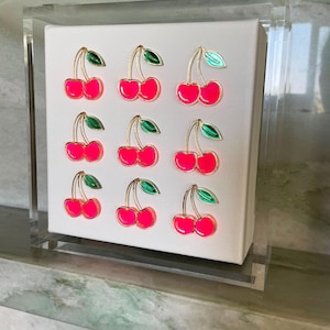 Cherry Art | Pink Cherries | Pop Art | Kitchen Art | Neon Pink Art | Food Art | Modern Art