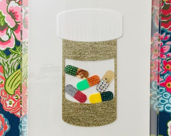 Chill Pills Pop Art: Glitter Pill Bottle, Swarovski Crystals