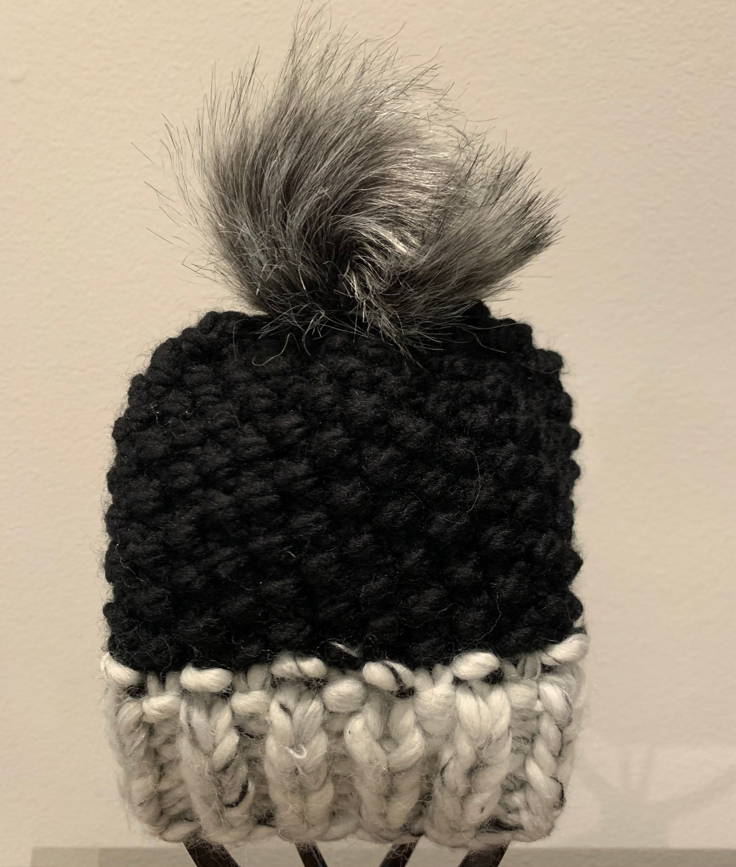 Black White Winter Hat Etsy