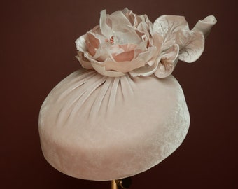 Velvet rose flower hat | vintage style floral hat | Velvet Rose Pillbox