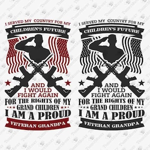 Veterano Vovô Svg, Avô Militar, Dia dos Pais, Veterano do Exército dos EUA, Arquivo de Corte SVG de Silhueta Cricut, Design PNG de Sublimação de Camiseta