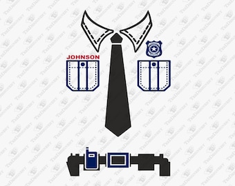 Police Officer Uniform Shirt DIY Dad Costume, SVG Cut File, Sublimation Design