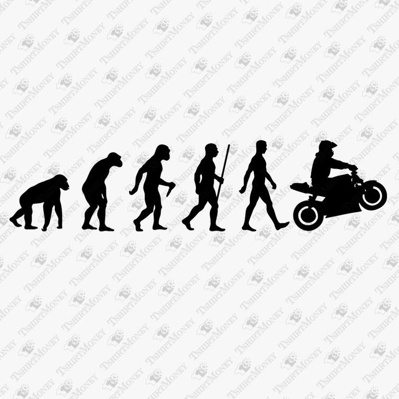 Human Evolution Motorbike SVG: Biker PNG, Cricut Silhouette Cut File ...