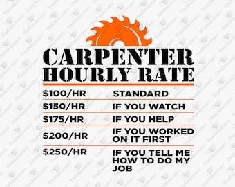 Carpenter Hourly Rate Woodworking Humor, SVG Cut File, Sublimation Design